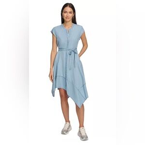 DKNY Asymmetrical Light Blue Dress